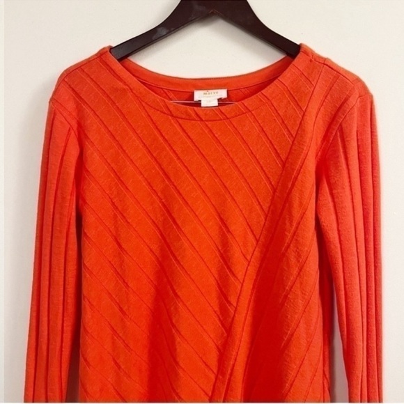 Anthropologie Maeve Asymmetrical Ribbed Knit Sweater Tunic Orange Size XS - Picture 2 of 8